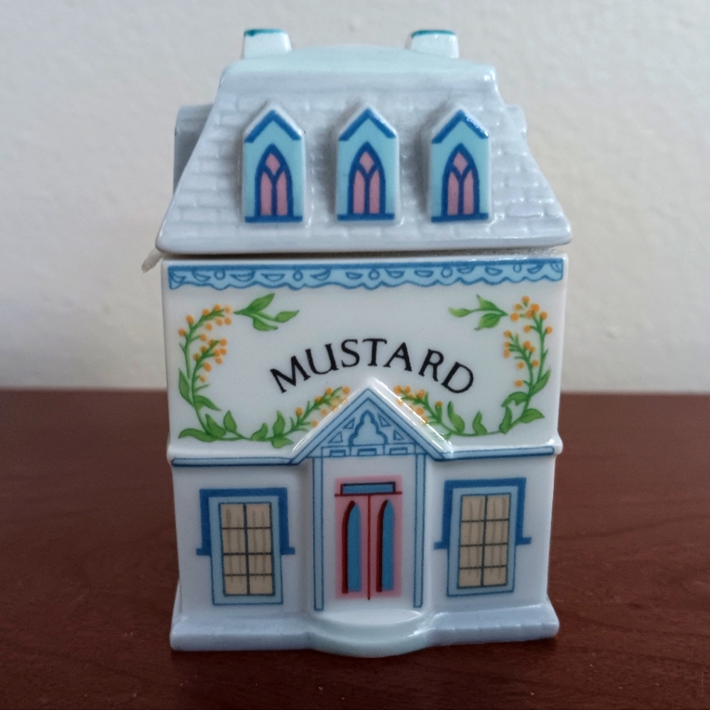 Vintage 1989 Lenox Spice Village Mustard Spice Jar, Fine Porcelain NEW